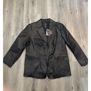Y2K George Leather Jacket Women XLarge 90s Grunge Vintage Streetwear Edgy 1X